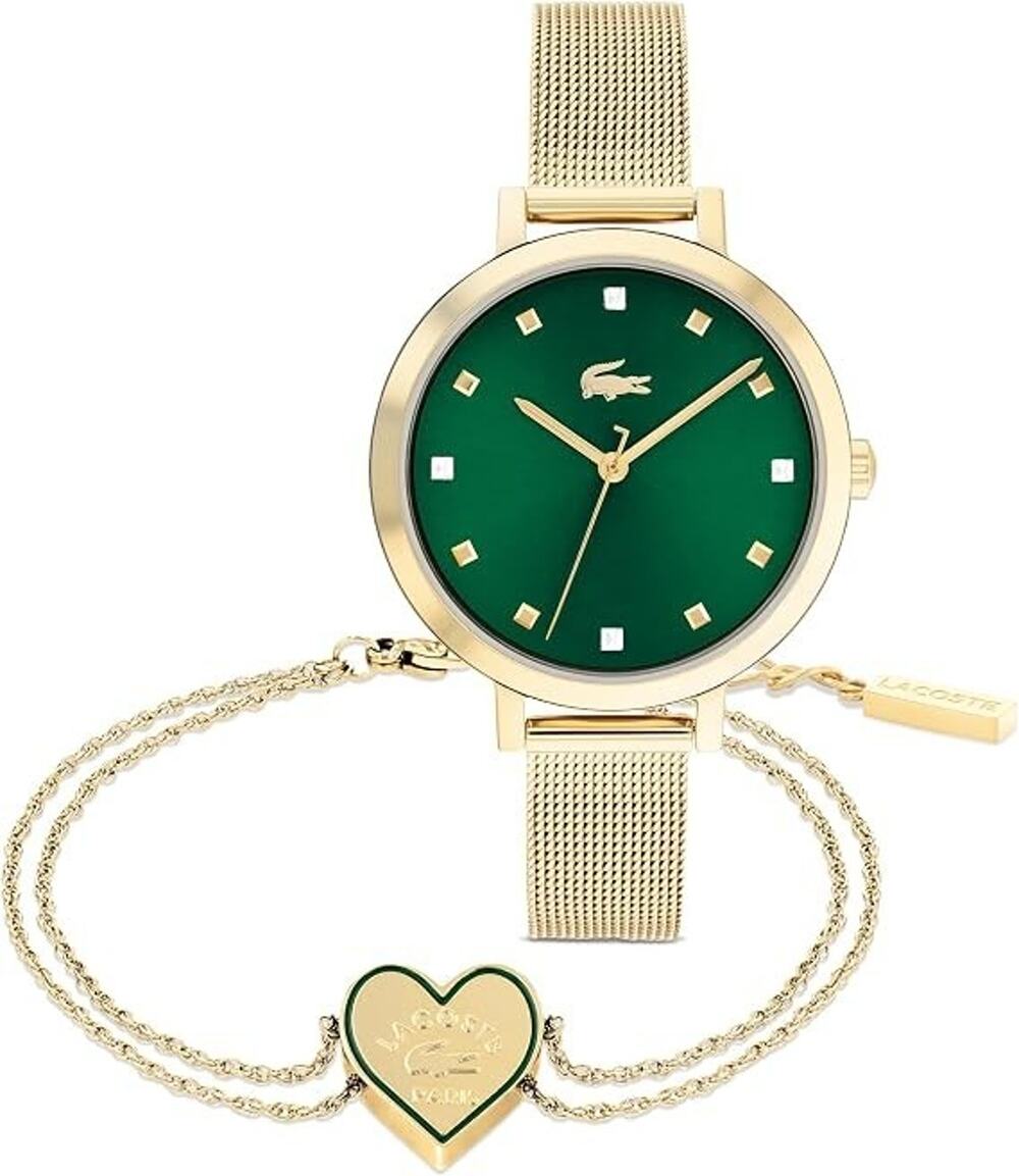 Lacoste Womens Gold Mesh Watch Bracelet Set $195